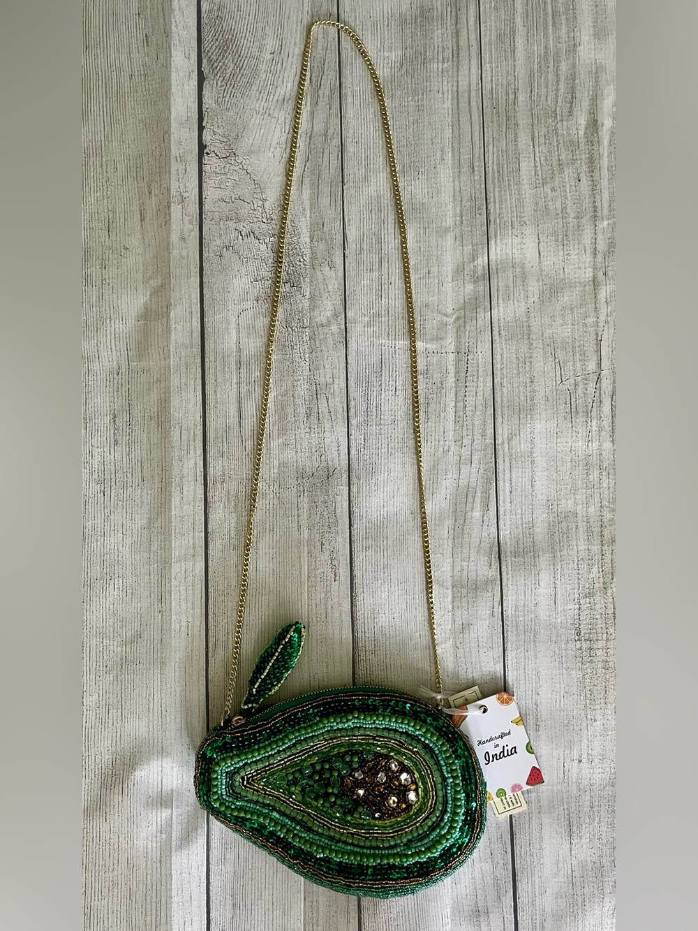 Viral Beaded Avocado Crossbody Bag 🥑 Handcrafted - Picture 3 of 6